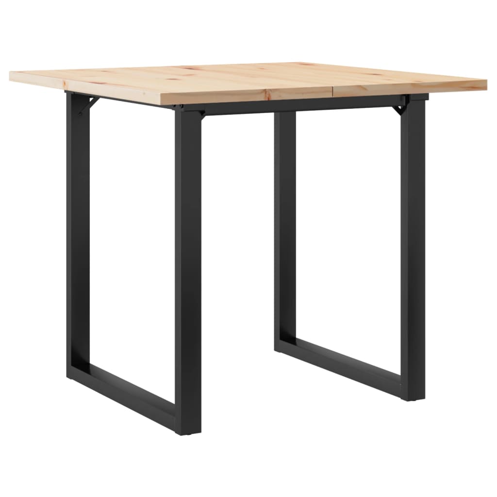 Valgomojo stalas, 90x90x75,5cm, pušis ir plieninis, O formos rėmas