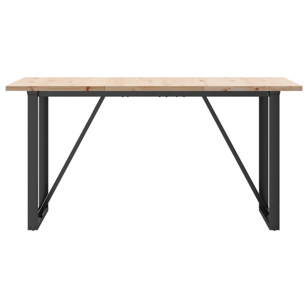 Valgomojo stalas, 140x80x75,5cm, pušis ir plieninis, O formos rėmas