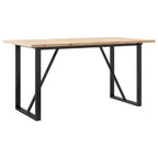 Valgomojo stalas, 140x80x75,5cm, pušis ir plieninis, O formos rėmas