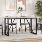 Valgomojo stalas, 140x80x75,5cm, pušis ir plieninis, O formos rėmas