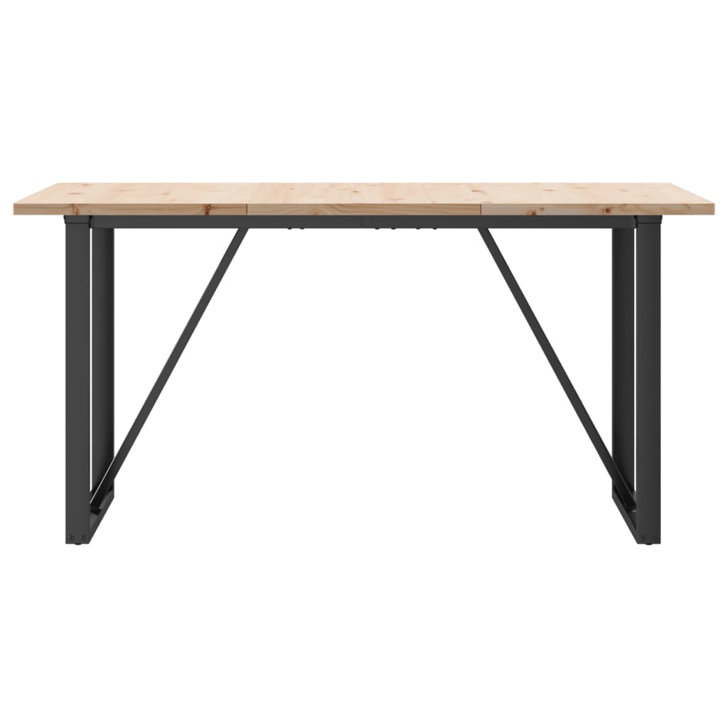 Valgomojo stalas, 160x80x75,5cm, pušis ir plieninis, O formos rėmas