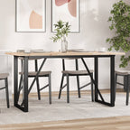 Valgomojo stalas, 160x80x75,5cm, pušis ir plieninis, O formos rėmas