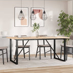 Valgomojo stalas, 180x90x75,5cm, pušis ir plieninis, O formos rėmas