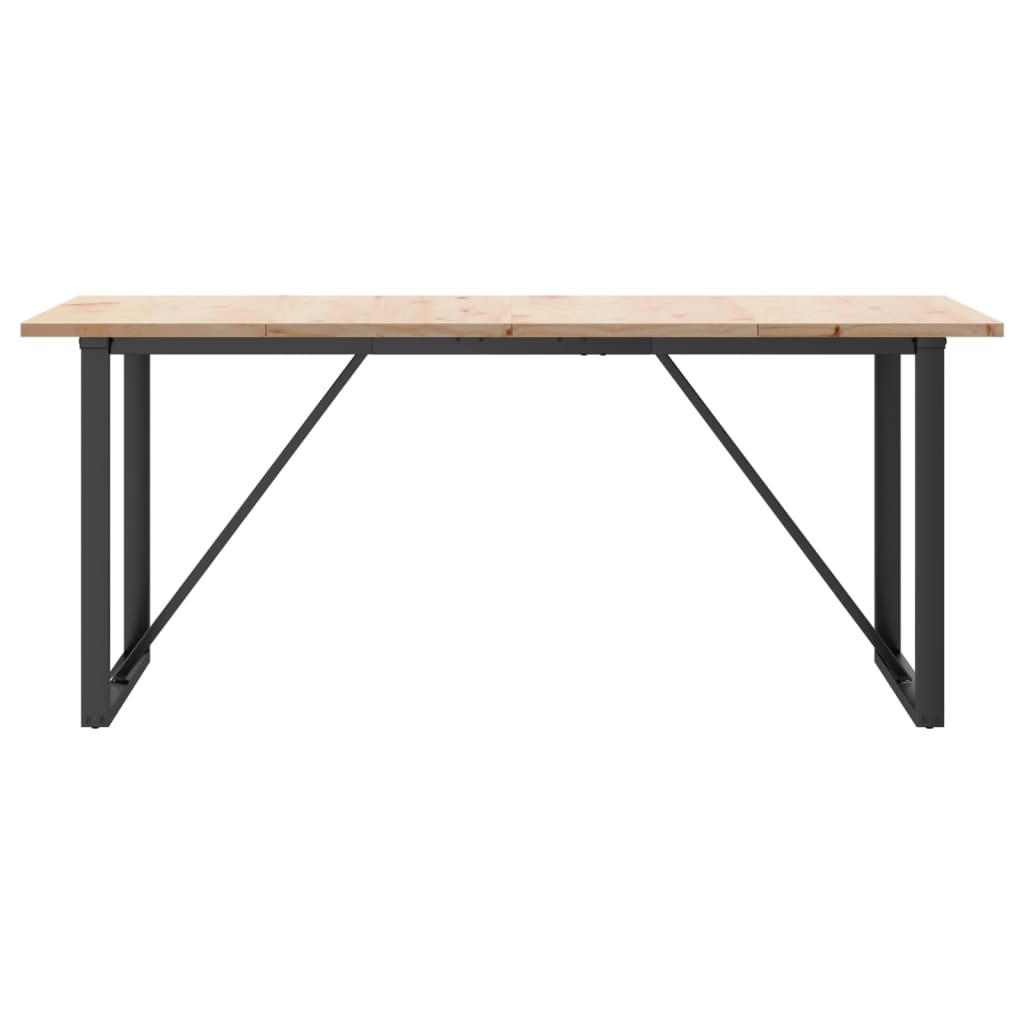 Valgomojo stalas, 180x90x75,5cm, pušis ir plieninis, O formos rėmas