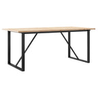 Valgomojo stalas, 180x90x75,5cm, pušis ir plieninis, O formos rėmas