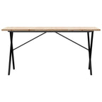 Valgomojo stalas, 140x80x75,5cm, pušis ir plieninis, X formos rėmas