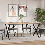 Valgomojo stalas, 180x90x75,5cm, pušis ir plieninis, X formos rėmas