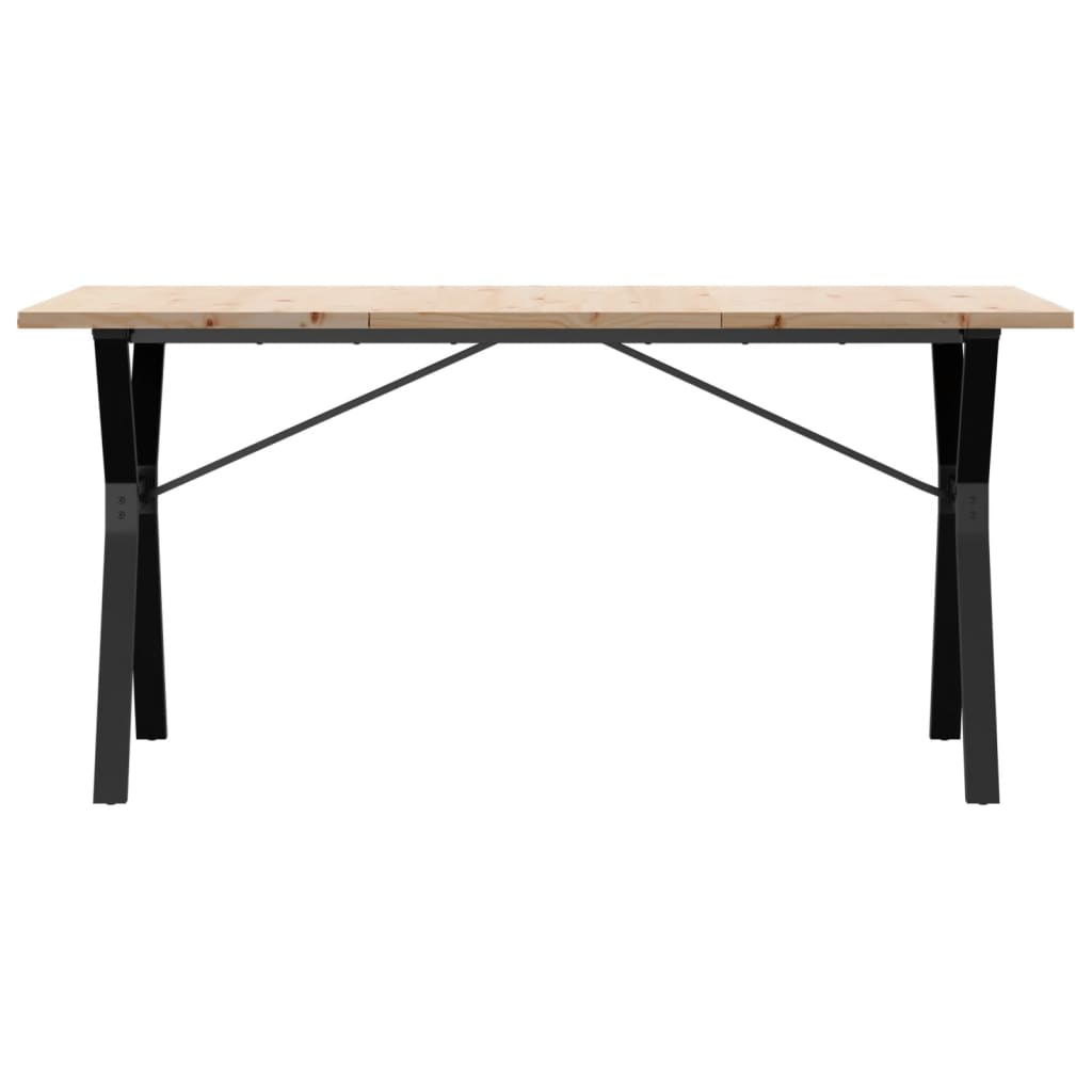 Valgomojo stalas, 160x80x75,5cm, pušis ir plieninis, Y formos rėmas