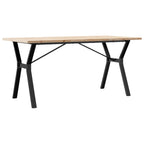 Valgomojo stalas, 160x80x75,5cm, pušis ir plieninis, Y formos rėmas