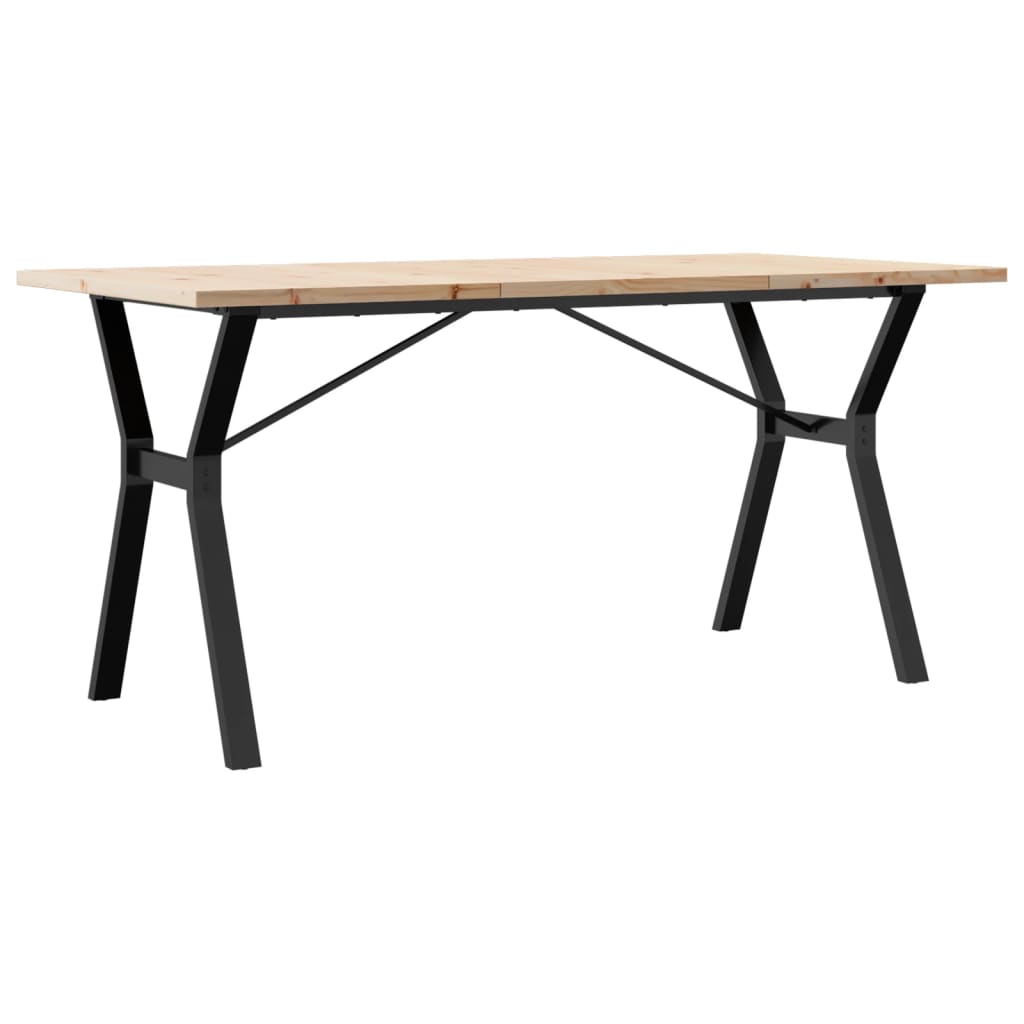 Valgomojo stalas, 160x80x75,5cm, pušis ir plieninis, Y formos rėmas