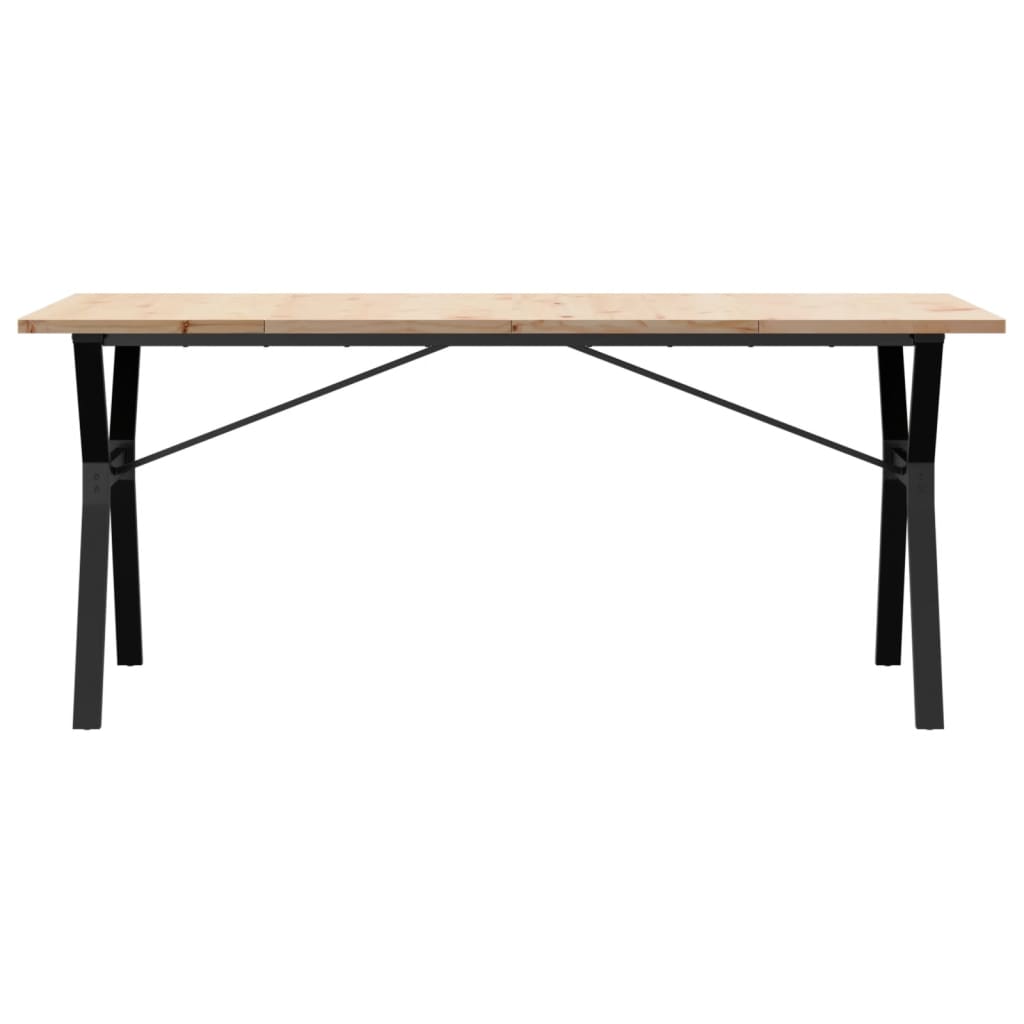 Valgomojo stalas, 180x90x75,5cm, pušis ir plieninis, Y formos rėmas