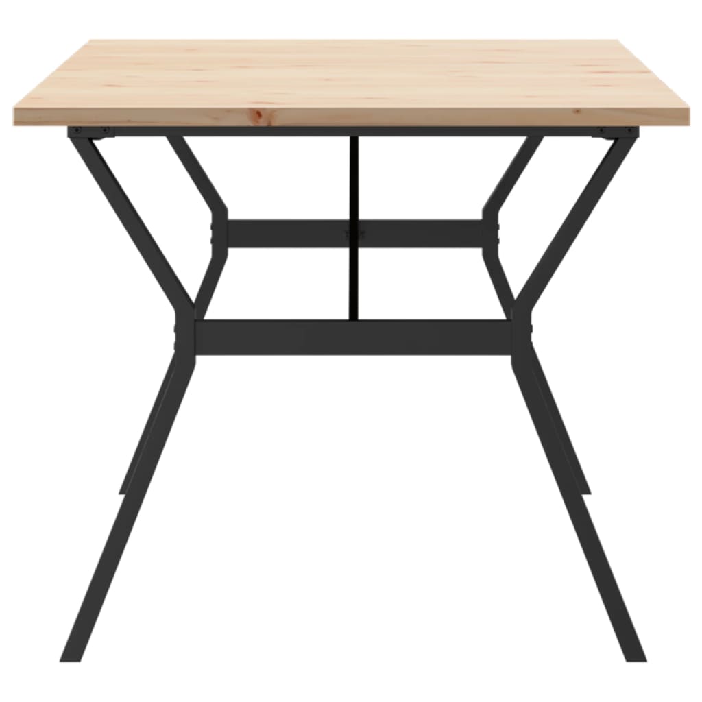Valgomojo stalas, 180x90x75,5cm, pušis ir plieninis, Y formos rėmas