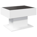 Kavos staliukas su LED, baltas, 70x50x45cm, apdirbta mediena