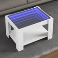 Kavos staliukas su LED, baltas, 73x53x45cm, apdirbta mediena