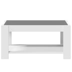 Kavos staliukas su LED, baltas, 93x53x45cm, apdirbta mediena