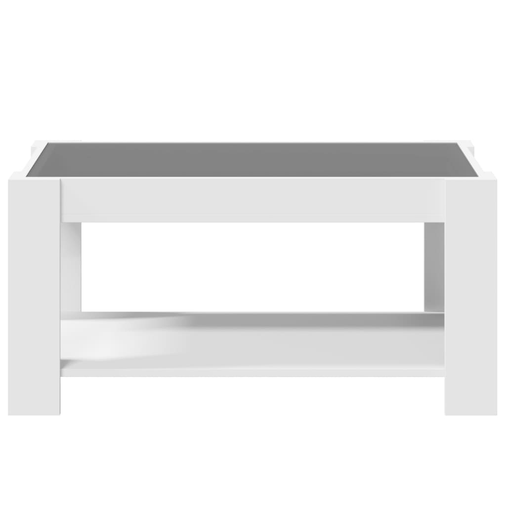Kavos staliukas su LED, baltas, 93x53x45cm, apdirbta mediena