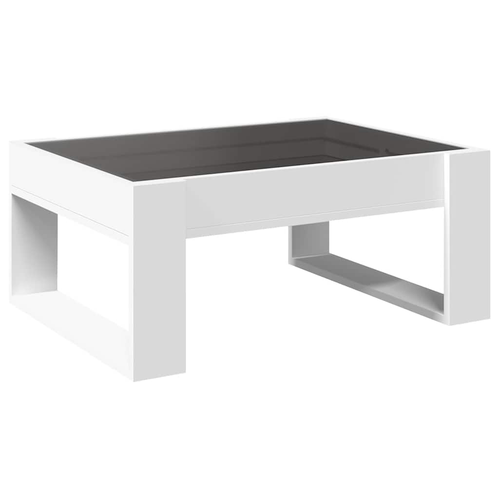 Kavos staliukas su Infinity LED lemputėmis, baltas, 70x53x30cm