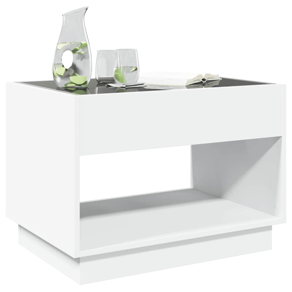 Kavos staliukas su Infinity LED lemputėmis, baltas, 70x50x50cm
