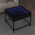 Kavos staliukas su Infinity LED lemputėmis, juodas, 50x50x41cm