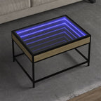 Kavos staliukas su Infinity LED lemputėmis, ąžuolo, 70x50x41cm