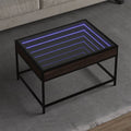 Kavos staliukas su Infinity LED lemputėmis, rudas, 70x50x41cm