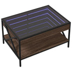 Kavos staliukas su Infinity LED lemputėmis, rudas, 70x50x38cm
