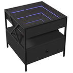 Kavos staliukas su Infinity LED lemputėmis, juodas, 50x50x51cm