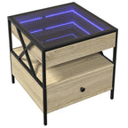 Kavos staliukas su Infinity LED lemputėmis, ąžuolo, 50x50x51cm