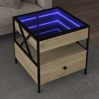 Kavos staliukas su Infinity LED lemputėmis, ąžuolo, 50x50x51cm