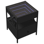 Kavos staliukas su Infinity LED lemputėmis, juodas, 40x40x51cm