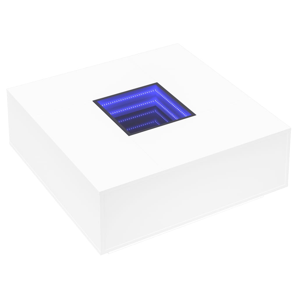Kavos staliukas su Infinity LED, baltas, 100x100x40cm