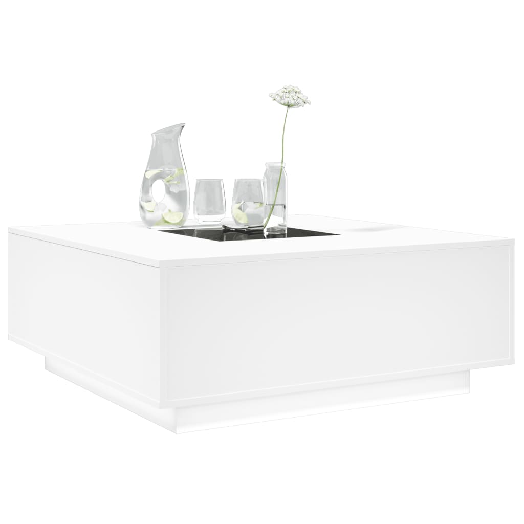 Kavos staliukas su Infinity LED, baltas, 100x100x40cm