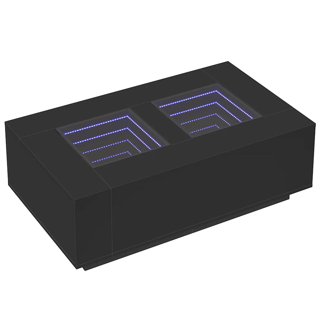 Kavos staliukas su Infinity LED, juodas, 116x69x40cm