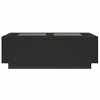 Kavos staliukas su Infinity LED, juodas, 116x69x40cm