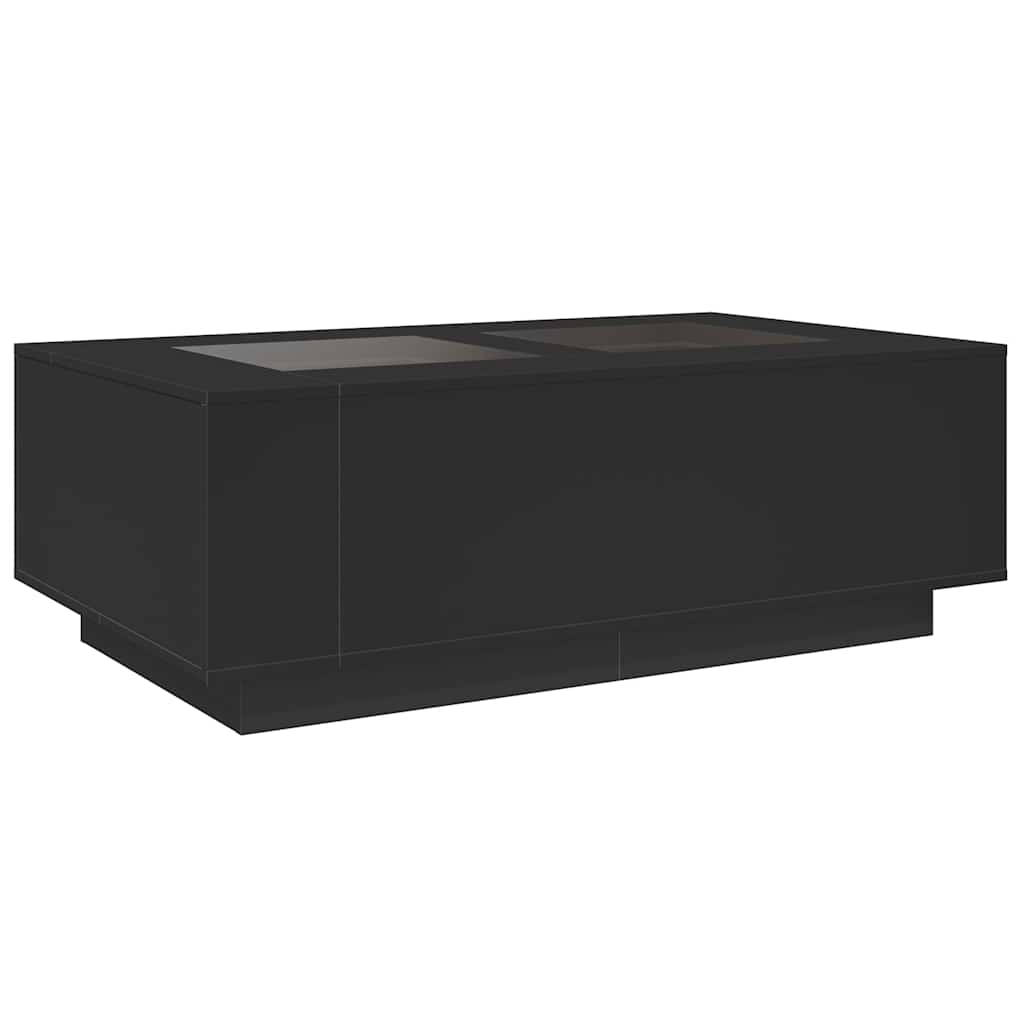 Kavos staliukas su Infinity LED, juodas, 116x69x40cm
