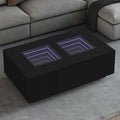 Kavos staliukas su Infinity LED, juodas, 116x69x40cm