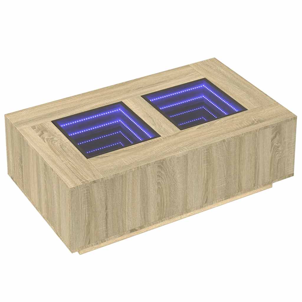 Kavos staliukas su Infinity LED, ąžuolo, 116x69x40cm