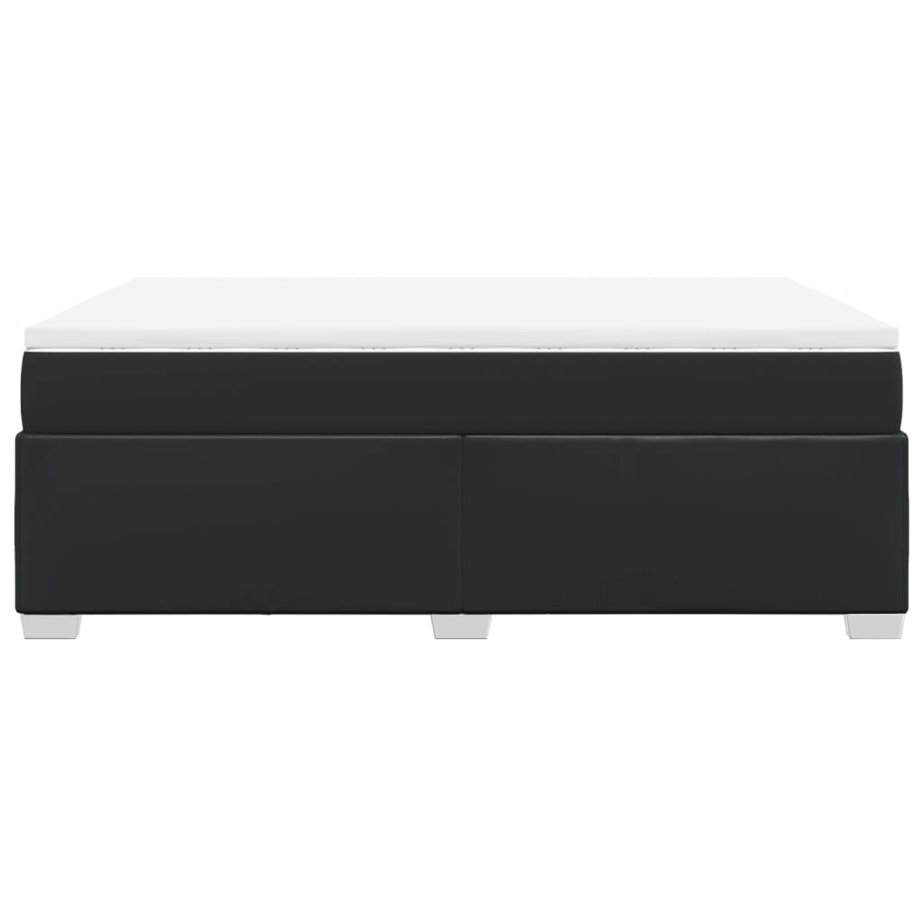 Lova su spyruoklėmis ir čiužiniu, juoda,160x200cm, dirbtinė oda