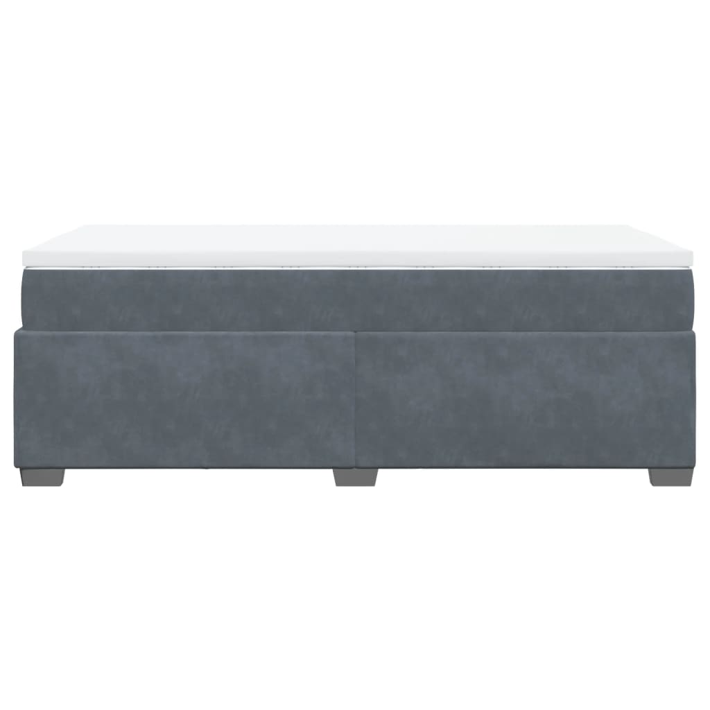 Lova su spyruoklėmis ir čiužiniu, pilka, 80x200cm, aksomas