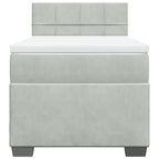 Lova su spyruoklėmis ir čiužiniu, pilka, 80x200cm, aksomas