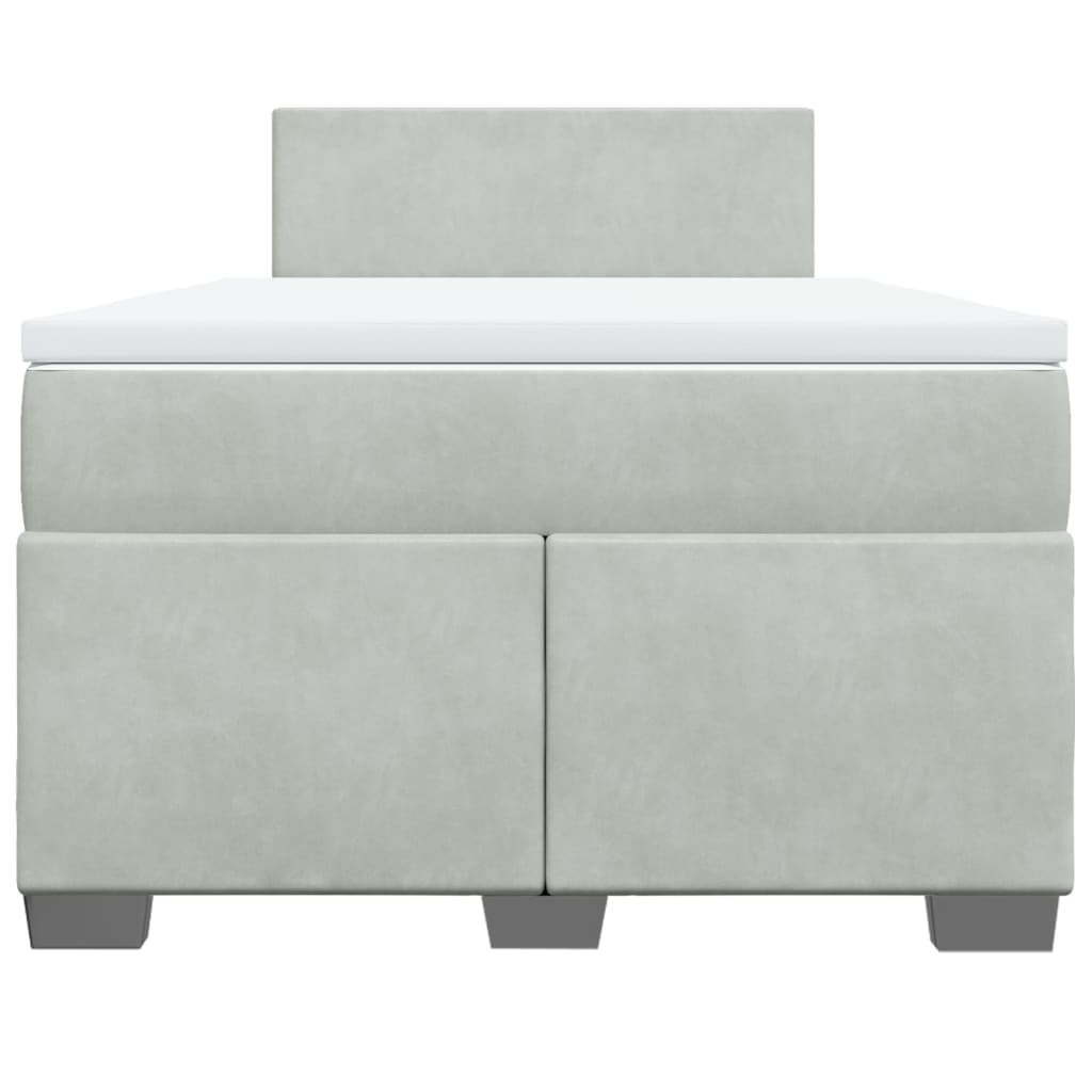 Lova su spyruoklėmis ir čiužiniu, pilka, 120x200cm, aksomas