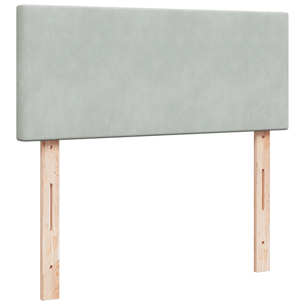 Lova su spyruoklėmis ir čiužiniu, pilka, 120x200cm, aksomas