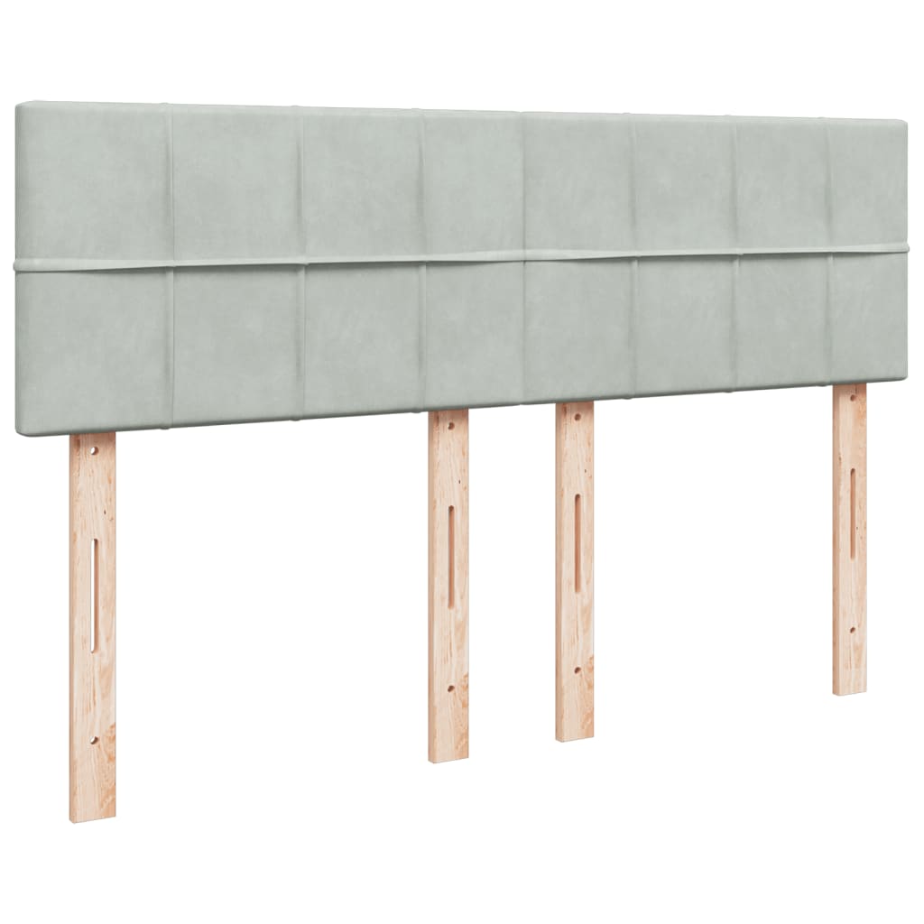 Lova su spyruoklėmis ir čiužiniu, pilka, 160x200 cm, aksomas