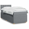 Lova su spyruoklėmis ir čiužiniu, pilka, 100x200cm, audinys