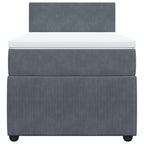 Lova su spyruoklėmis ir čiužiniu, pilka, 90x190 cm, aksomas