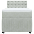 Lova su spyruoklėmis ir čiužiniu, pilka, 90x200 cm, aksomas