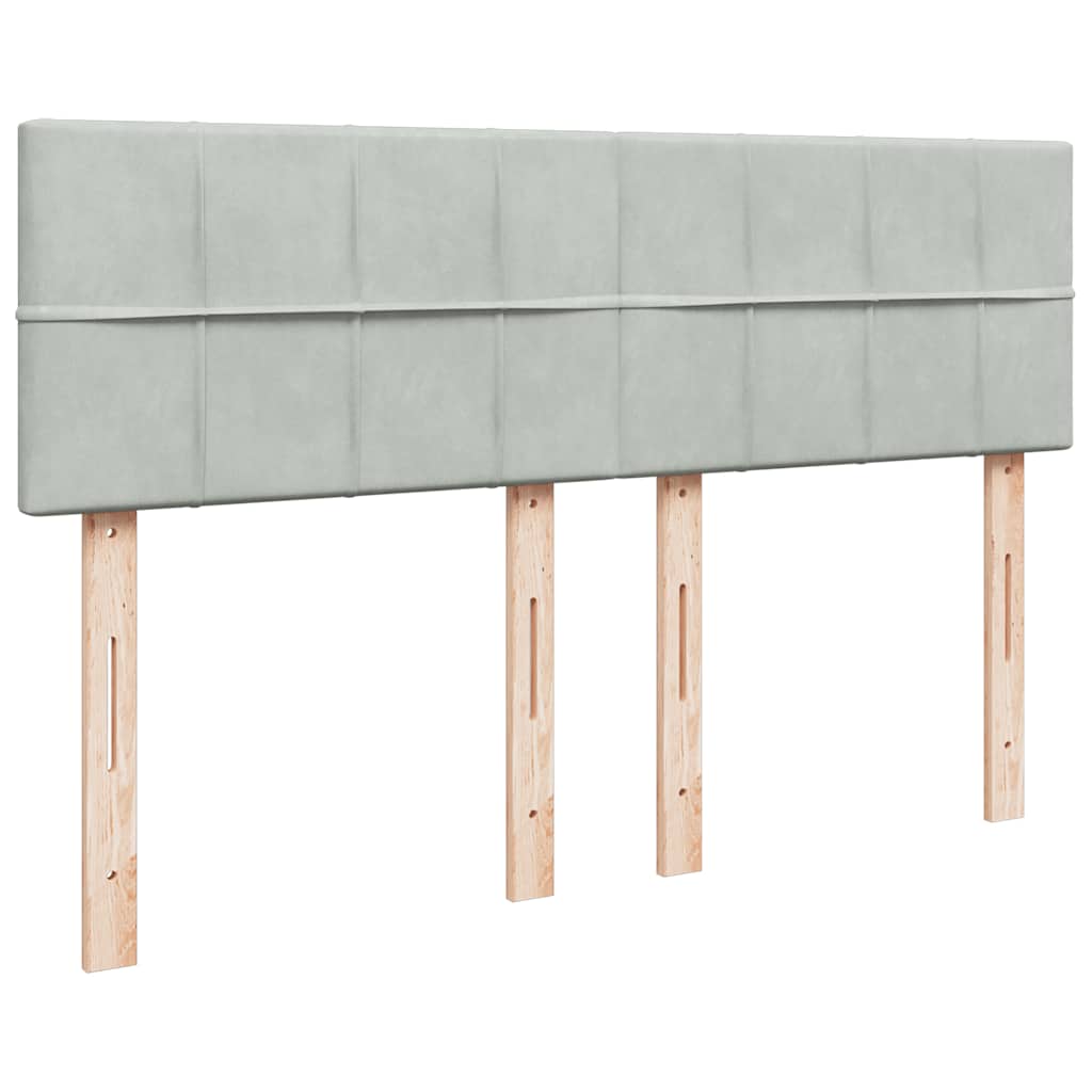 Lova su spyruoklėmis ir čiužiniu, pilka, 140x190 cm, aksomas