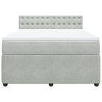 Lova su spyruoklėmis ir čiužiniu, pilka, 140x190 cm, aksomas