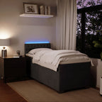 Lova su spyruoklėmis ir čiužiniu, pilka, 90x200 cm, aksomas