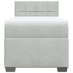 Lova su spyruoklėmis ir čiužiniu, pilka, 90x200 cm, aksomas